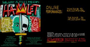 Gallery Players presents a live broadcast production of William Shakespeare's Hamlet, an old-fashioned revenge play that turns out to be his most modern-seeming play