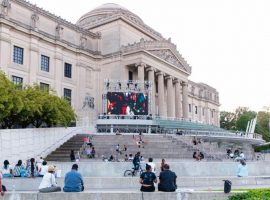 Art on the Stoop continues through November 8 at the Brooklyn Museum and will feature major works by contemporary artists