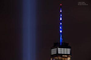 Tribute in Light memorial to 9/11 from Brooklyn Heights and Red Hook. ©Mark D Phillips