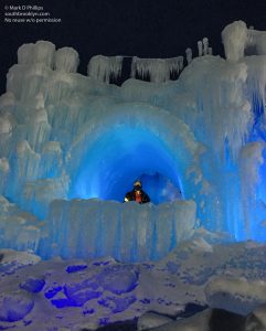 Mark D Phillips in The Ice Castle in in North Woodstock, NH. ©Mark D Phillips