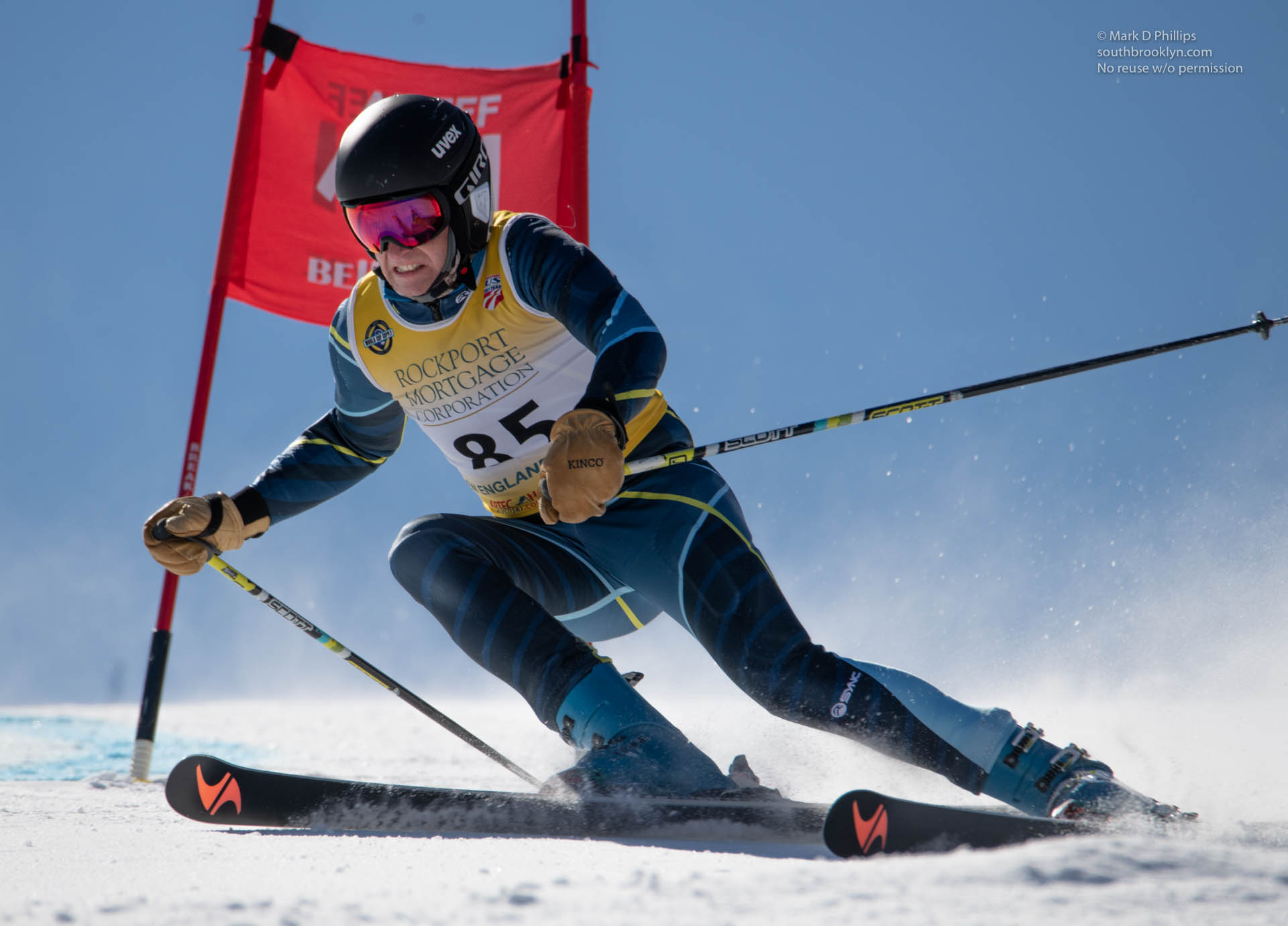 John Rannestad races the course during the Masters GS on Sunday, March 7, 2021, at Belleayre Ski Area in New York. ©Mark D Phillips