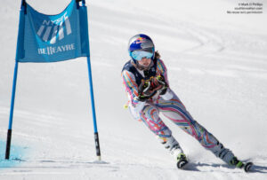 Liza Phillips races on GS course during Masters Race on Sunday, March 7, 2021, at Belleayre Ski Area in New York. ©Mark D Phillips