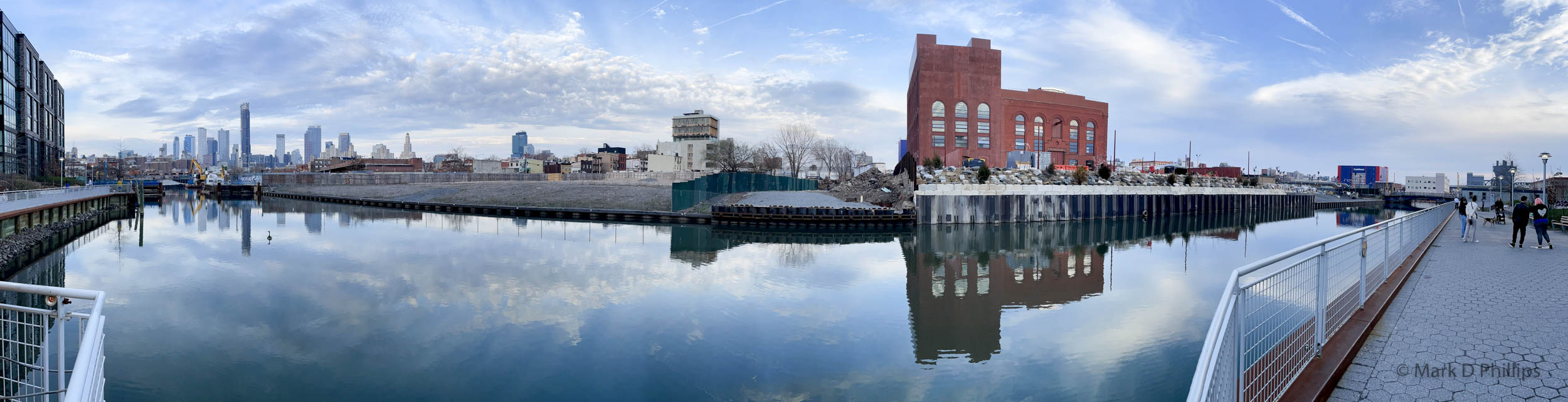 Gowanus Canal on April 13, 2022,, coming out of the COVID-19 pandemic. The landscape has changed redically with the banks cleared of old buildings for gentrification. ©Mark D Phillips