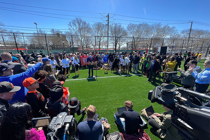Mayor Adams, NYC Parks, U.S. Environmental Protection Agency Celebrate $18.2 Million Remediation of Red Hook Ball Fields. Courtesy Mayor's Office