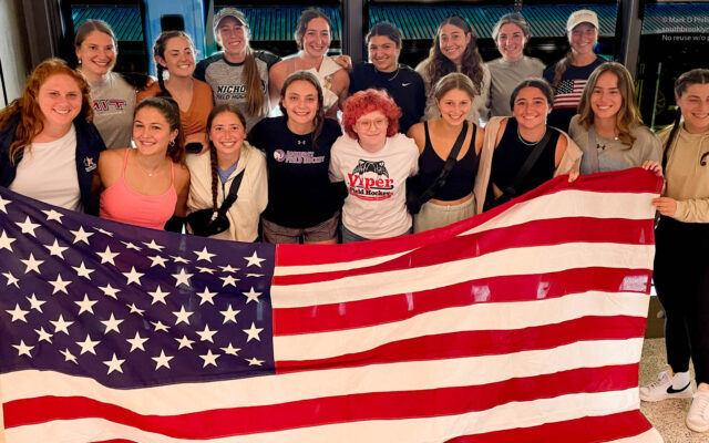 USA Field Hockey team gathers at Newark Airport terminal to travel to Israel as a team. ©Mark D Phillips
