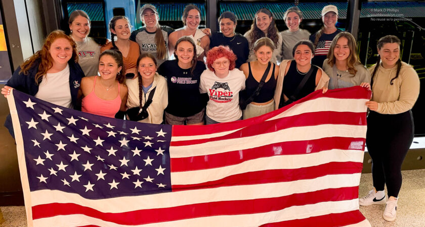 USA Field Hockey team gathers at Newark Airport terminal to travel to Israel as a team. ©Mark D Phillips