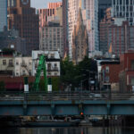The Union Street Bridge over the Gowanus Canal with the dense downton Brooklyn skyline. ©Mark D Phillips