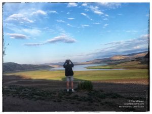 Colorado June 24, 2021: Mark D Phillips stands at the former waterline of Blue Mesa Reservoir with the water at 50% capacity. ©Chuck Bigger